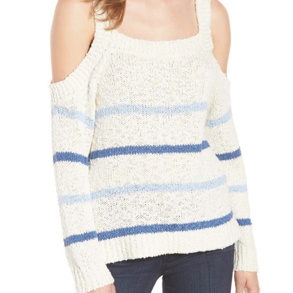 cupcakes & cashmere Striped Cold Shoulder